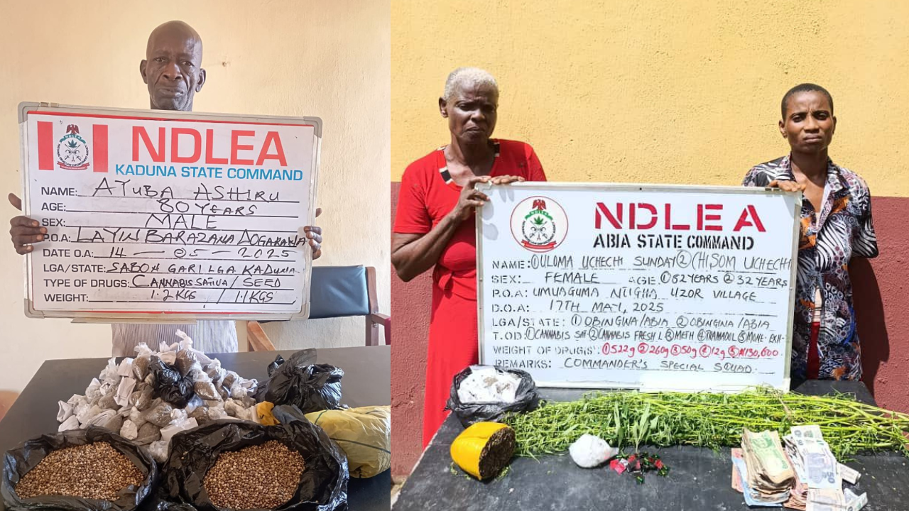 80-yr-old Ex-convict, 82-yr-old Grandma Arrested As NDLEA Intercepts N3.2bn Opioids