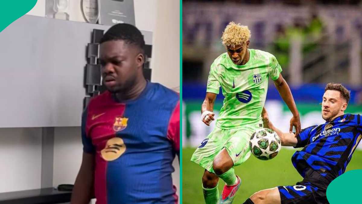 Cute Abiola Heartbroken After Barca’s UCL Loss, Begs Fans Not to Troll Him: "My Brain Dey Pain Me"