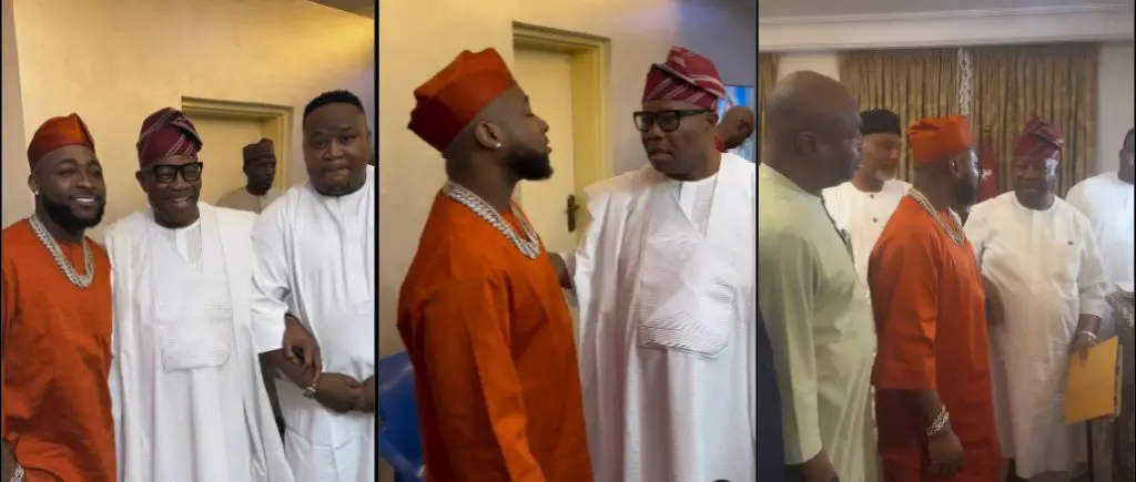 Davido, Cubana Chief Priest visit Senate President
