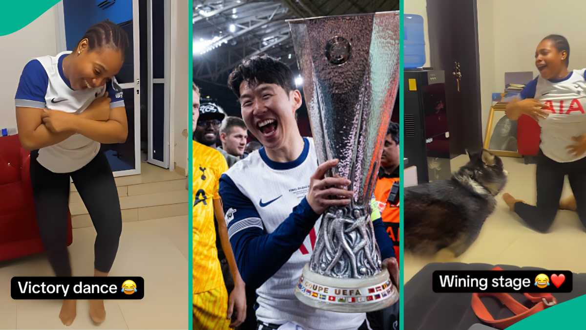 Europa Final: Nigerian Lady Who is Tottenham Fan 'Goes Crazy' as Spurs Win First Trophy in 17 Years