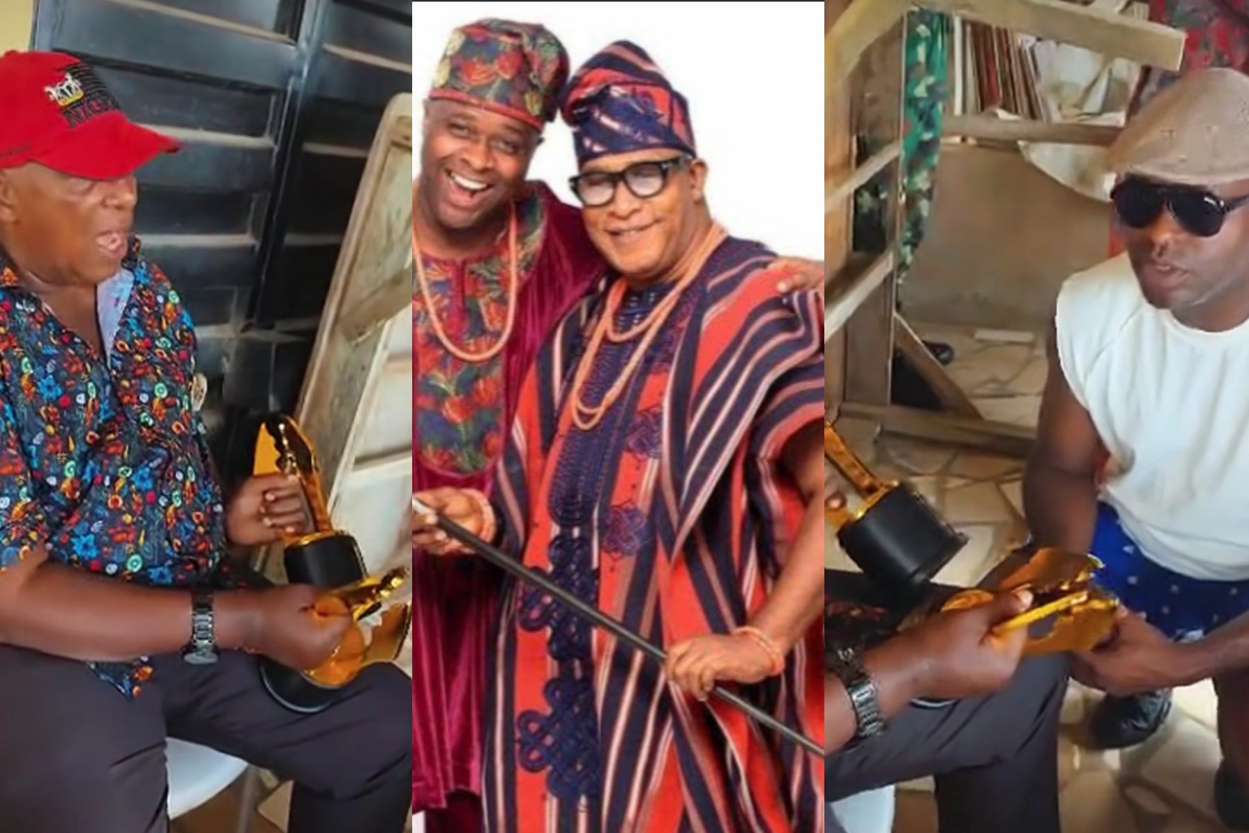 Femi Adebayo presents father, Adebayo Salami, with AMVCA awards
