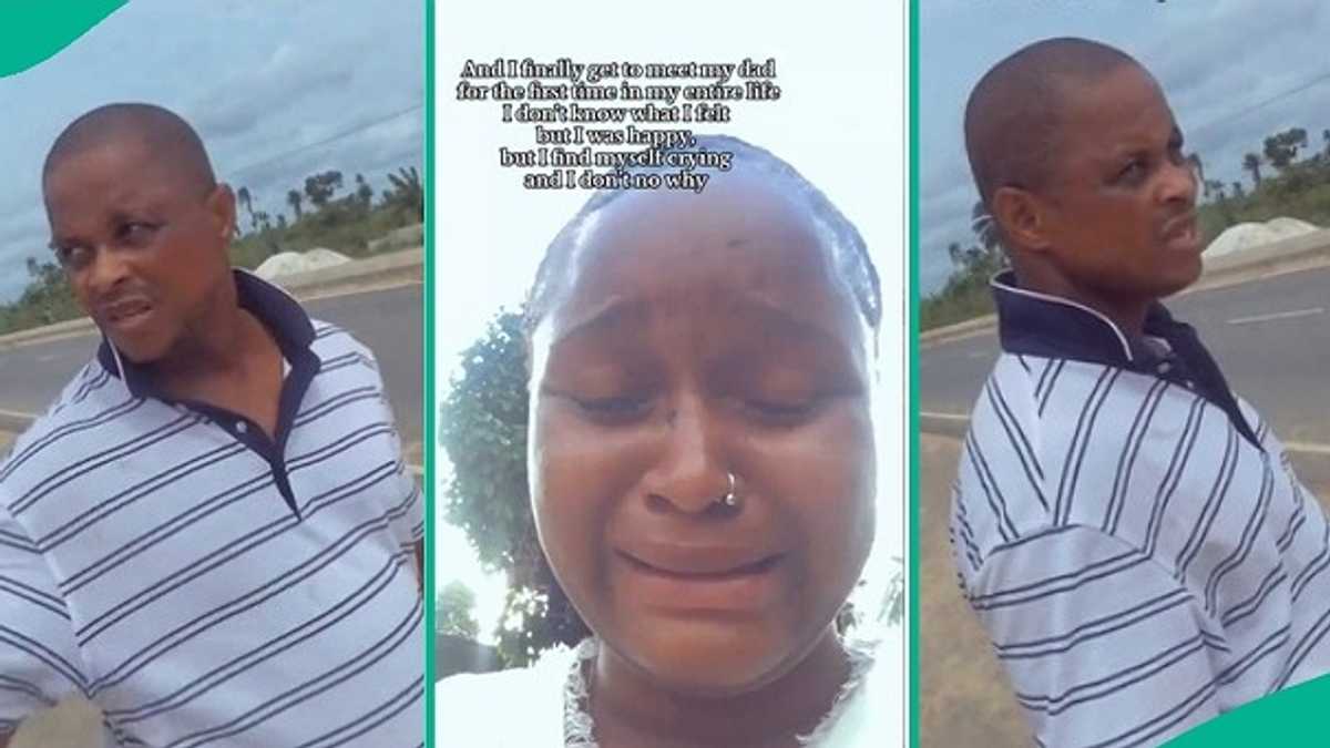 Lady's First Time of Meeting Biological Father Leaves Everyone in Tears, Her Reaction Goes Viral
