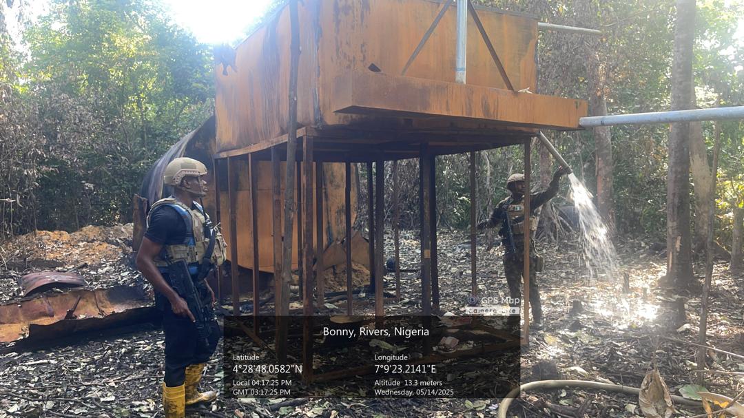 Navy Destroys Illegal Refining Site In Rivers