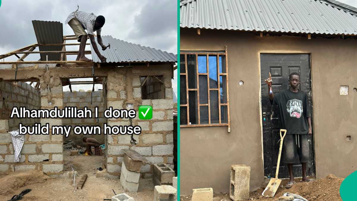 Nigerian Boy Celebrates as He Builds Bungalow From Scratch, Photos of Small Building Goes Viral