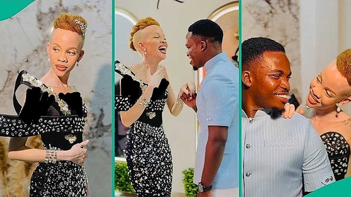 Romantic Man Leaves Albino Lover Blushing During Bridal Shoot, Video Melts Hearts Online