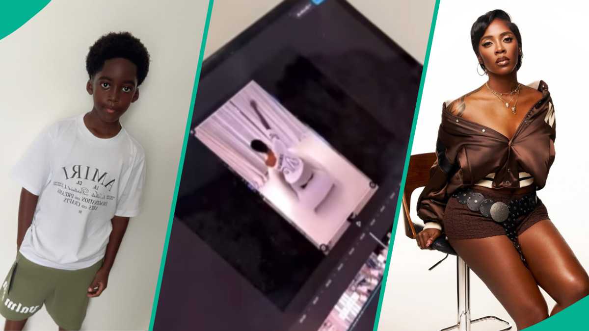 Tiwa Savage's Son Jamil Edits Video of His Mum Whining Waist, Skill Impresses Many: "God Abeg"