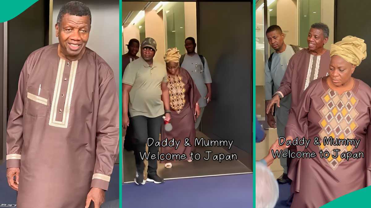 Video: RCCG GO Pastor Adeboye, His Wife and Youngest Son Welcomed in Style as They Arrive in Japan